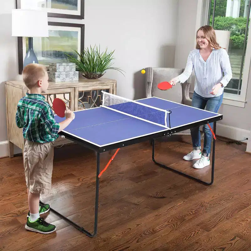 Foldable Table Tennis Table Portable Ping Pong Table with Net & 2 Paddles & 3 Balls