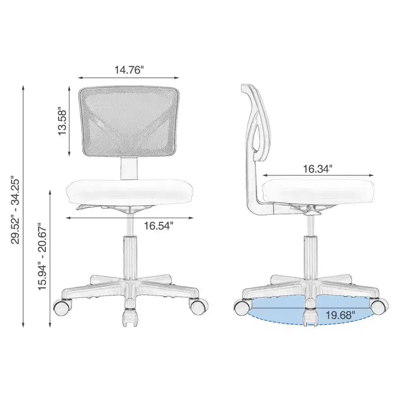 Ergonomic Swivel Workspace Stool with Dynamic Lumbar Support, Adjustable Height, Armless