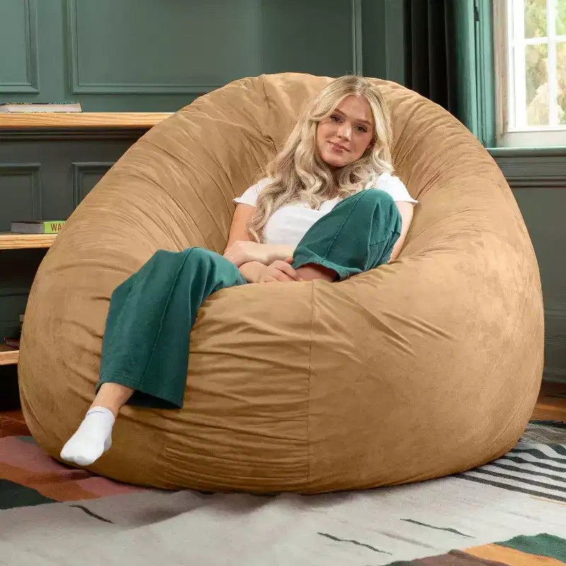 6-Foot Large Bean Bag Chair for Adults, Convertible Lounge and Bed