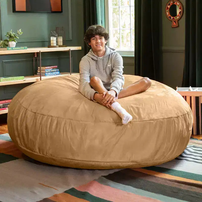 6-Foot Large Bean Bag Chair for Adults, Convertible Lounge and Bed