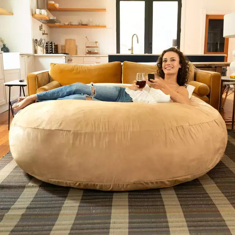 6-Foot Large Bean Bag Chair for Adults, Convertible Lounge and Bed