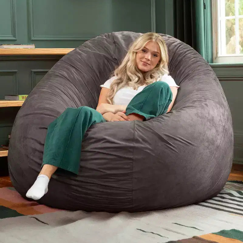6-Foot Large Bean Bag Chair for Adults, Convertible Lounge and Bed