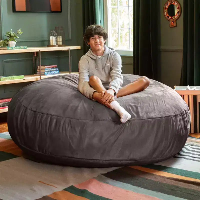 6-Foot Large Bean Bag Chair for Adults, Convertible Lounge and Bed