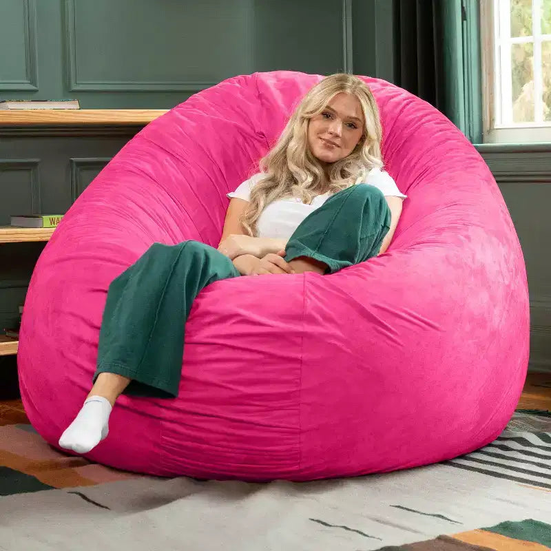 6-Foot Large Bean Bag Chair for Adults, Convertible Lounge and Bed