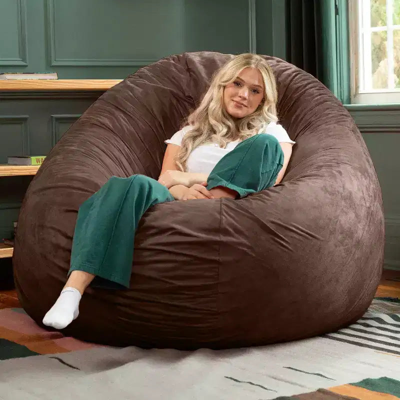 6-Foot Large Bean Bag Chair for Adults, Convertible Lounge and Bed