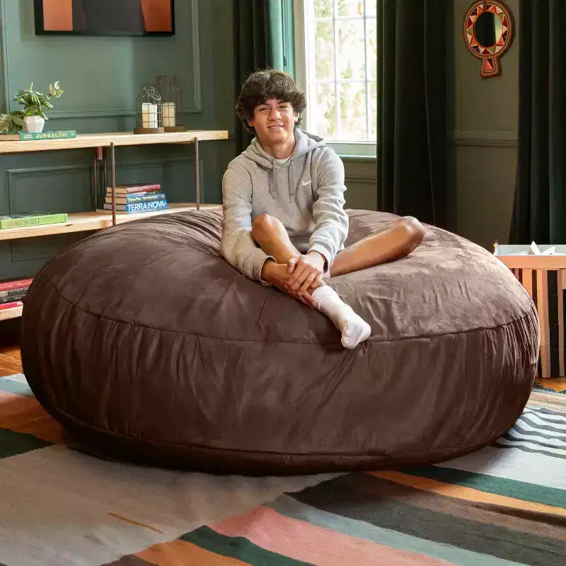 6-Foot Large Bean Bag Chair for Adults, Convertible Lounge and Bed