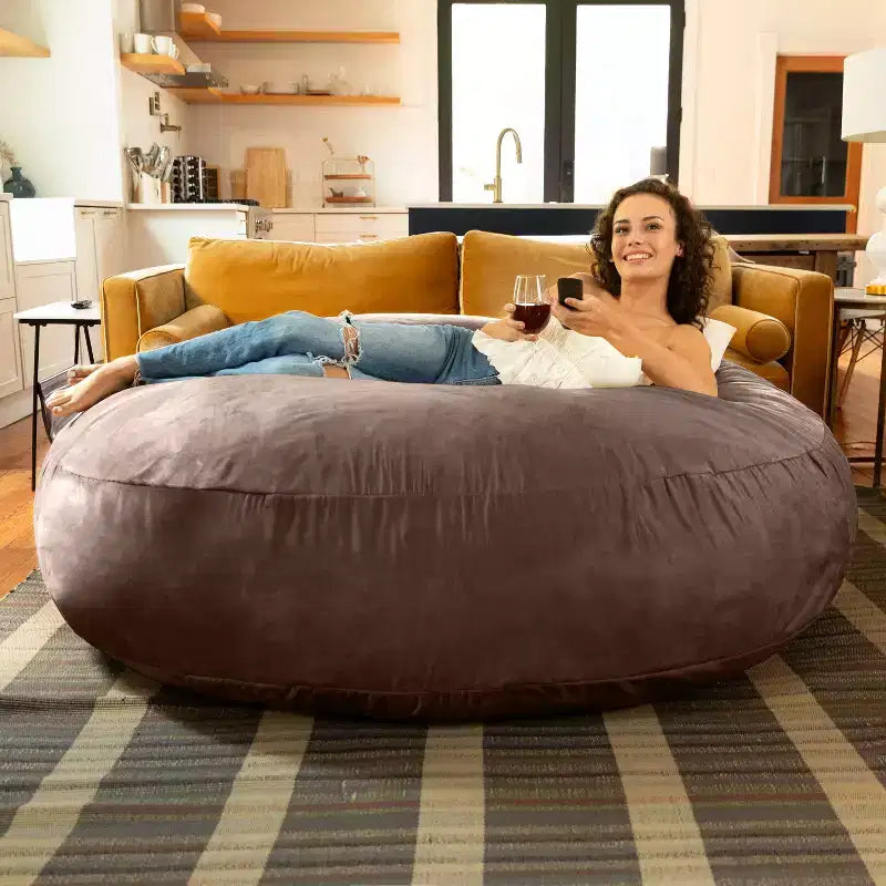 6-Foot Large Bean Bag Chair for Adults, Convertible Lounge and Bed