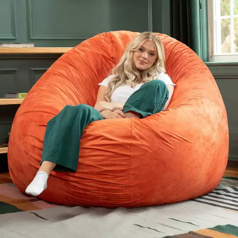 6-Foot Large Bean Bag Chair for Adults, Convertible Lounge and Bed