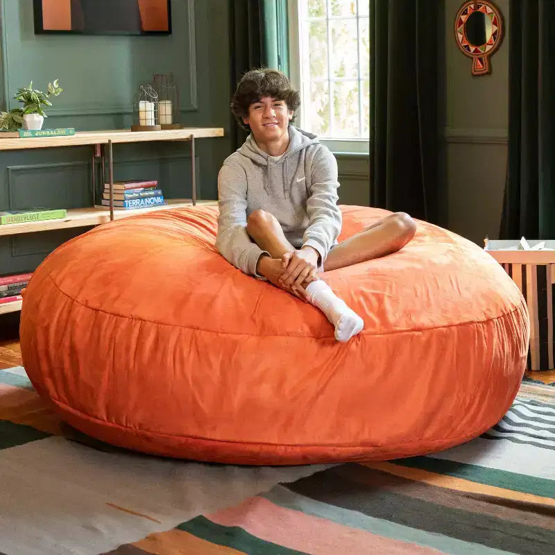 6-Foot Large Bean Bag Chair for Adults, Convertible Lounge and Bed
