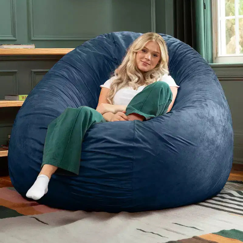 6-Foot Large Bean Bag Chair for Adults, Convertible Lounge and Bed