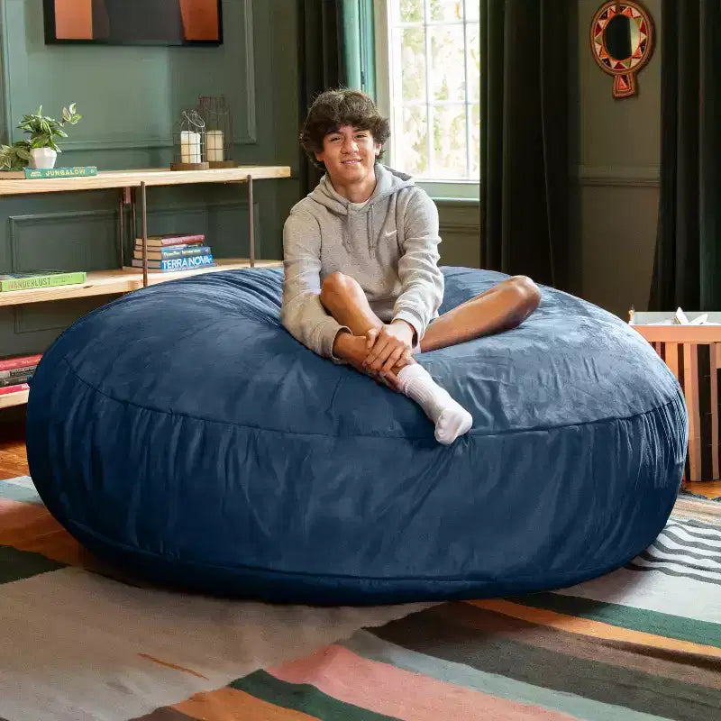 6-Foot Large Bean Bag Chair for Adults, Convertible Lounge and Bed