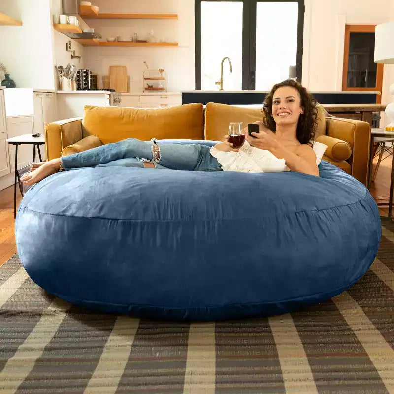 6-Foot Large Bean Bag Chair for Adults, Convertible Lounge and Bed