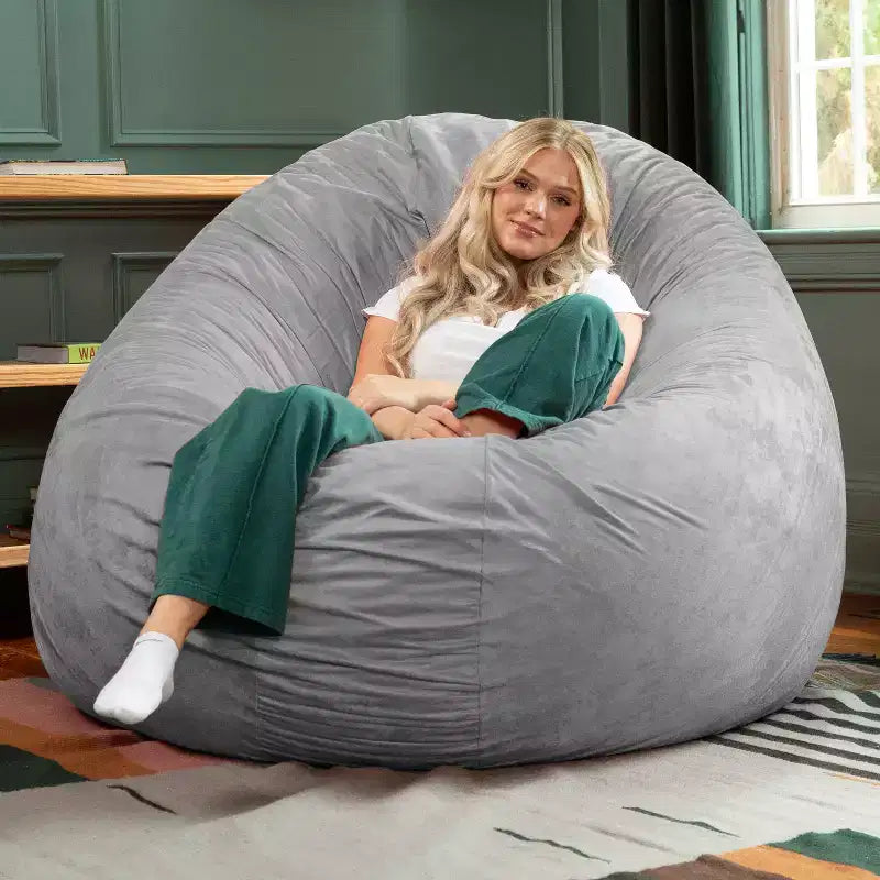 6-Foot Large Bean Bag Chair for Adults, Convertible Lounge and Bed