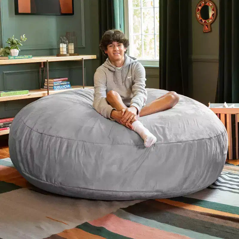 6-Foot Large Bean Bag Chair for Adults, Convertible Lounge and Bed
