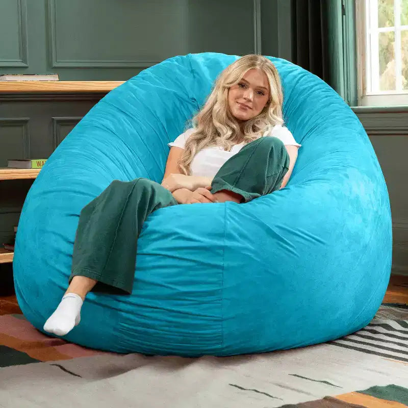 6-Foot Large Bean Bag Chair for Adults, Convertible Lounge and Bed