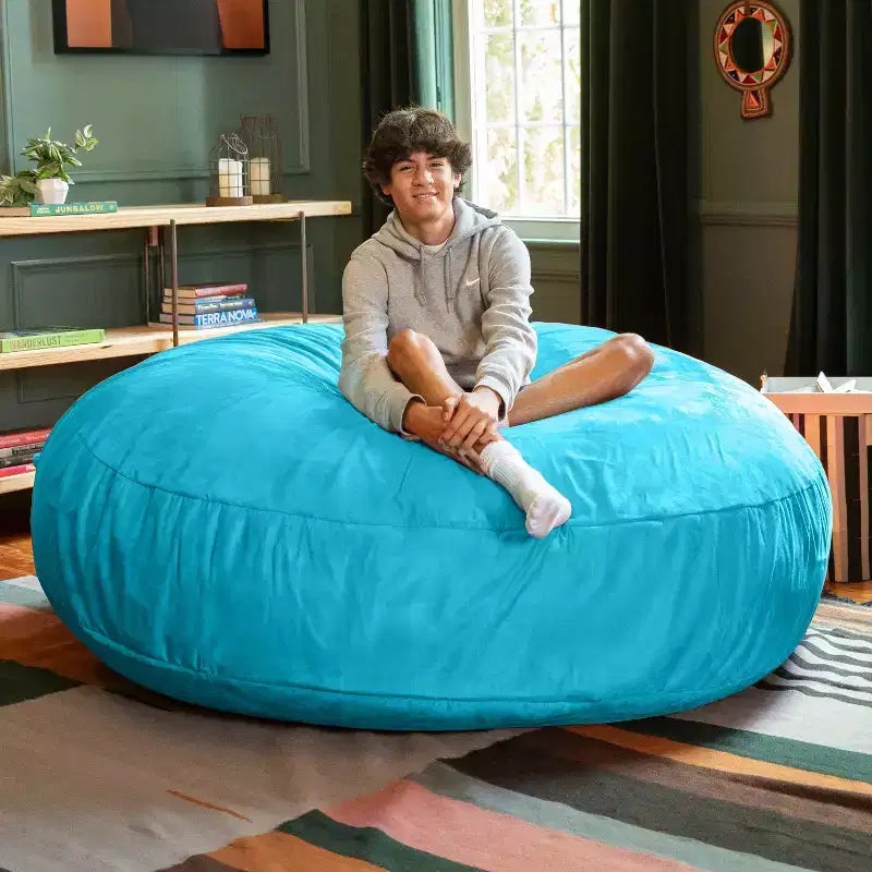 6-Foot Large Bean Bag Chair for Adults, Convertible Lounge and Bed