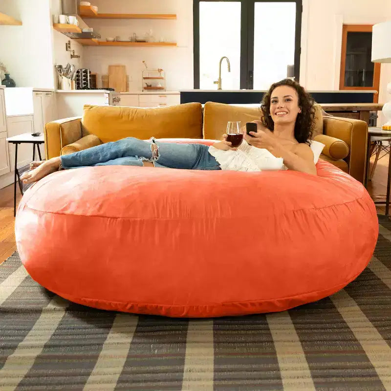 6-Foot Large Bean Bag Chair for Adults, Convertible Lounge and Bed