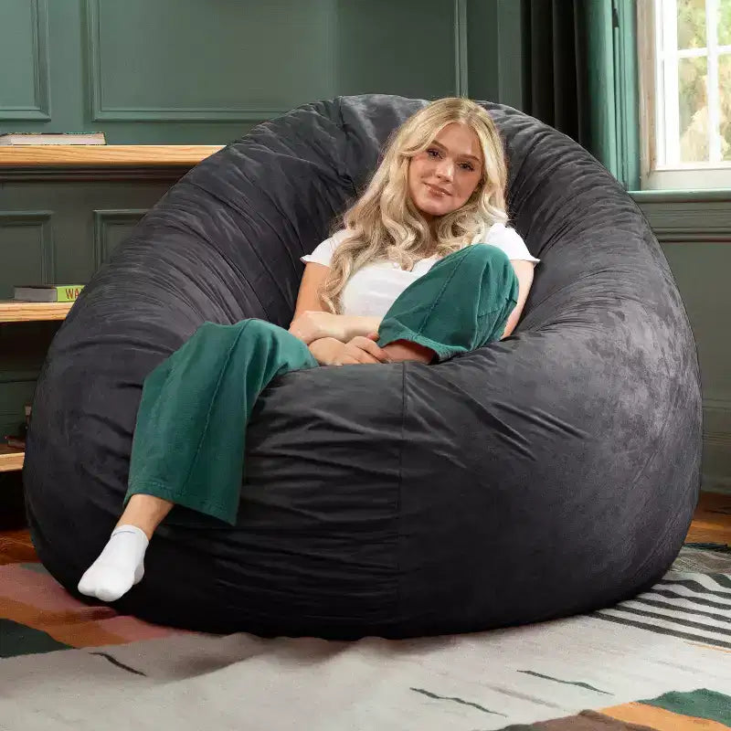 6-Foot Large Bean Bag Chair for Adults, Convertible Lounge and Bed