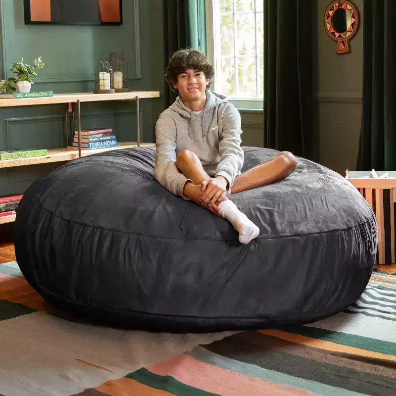 6-Foot Large Bean Bag Chair for Adults, Convertible Lounge and Bed