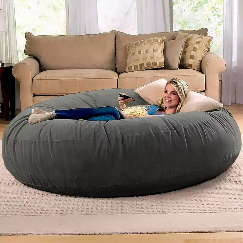 6-Foot Large Bean Bag Chair for Adults, Convertible Lounge and Bed