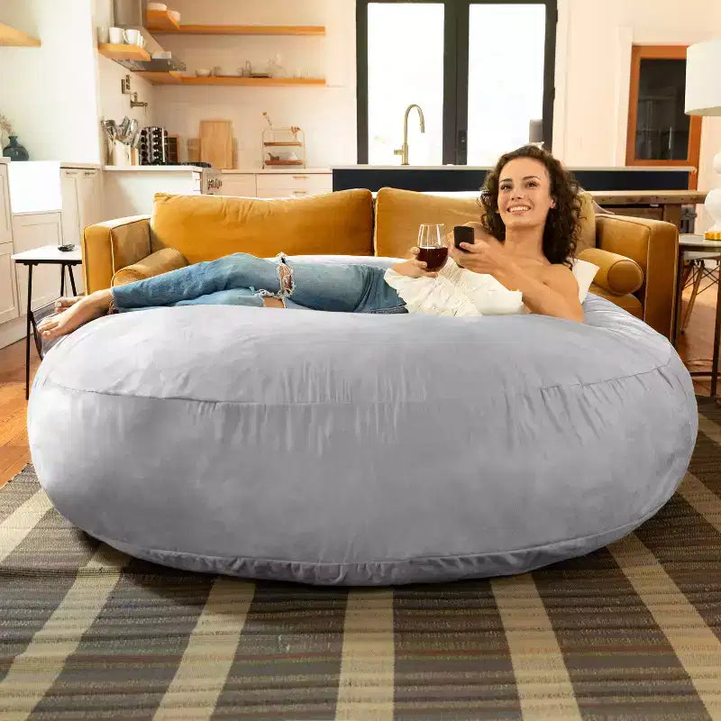 6-Foot Large Bean Bag Chair for Adults, Convertible Lounge and Bed