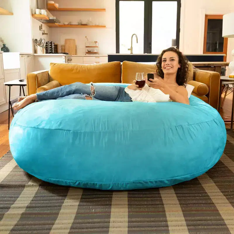 6-Foot Large Bean Bag Chair for Adults, Convertible Lounge and Bed