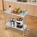 Stainless Steel Work Table 24 x 48 x 38 Inch with 4 Wheels and 3 Adjustable Height Levels, Silver