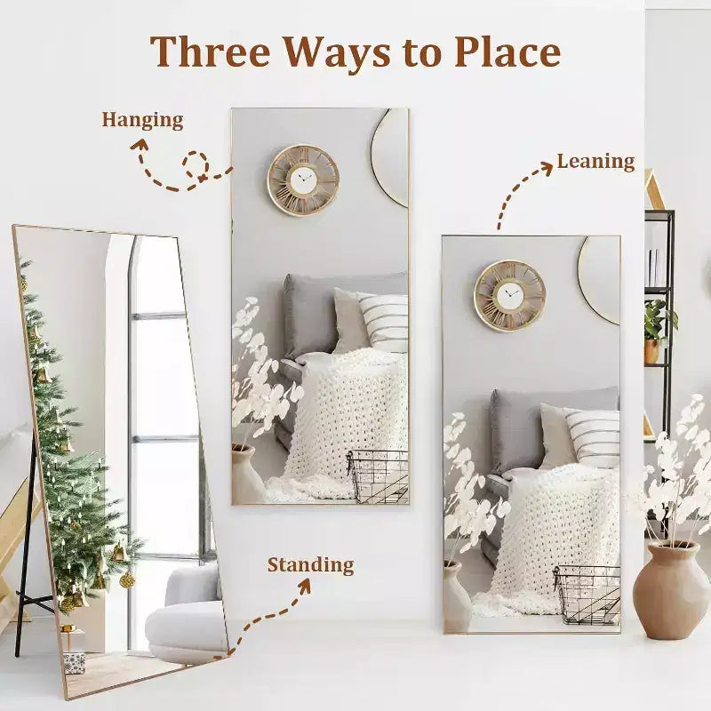 71x31 Full Length Mirror, Extra Large Rectangle Floor or Wall Mirror, Thin Aluminum Frame, HD Explosion-Resistant Glass, Black