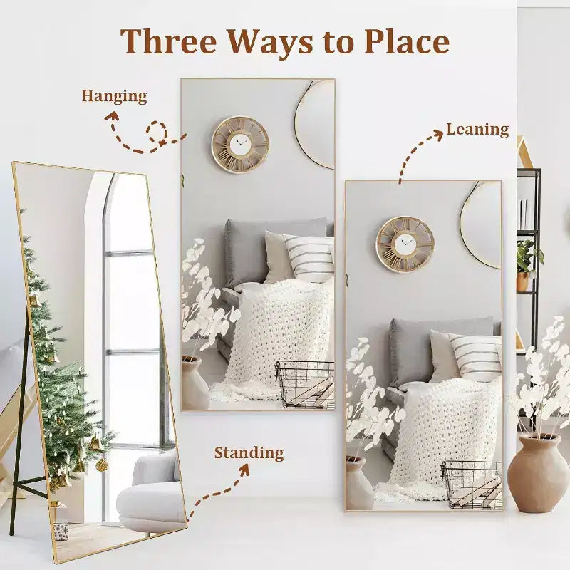 71x31 Full Length Mirror, Extra Large Rectangle Floor or Wall Mirror, Thin Aluminum Frame, HD Explosion-Resistant Glass, Black