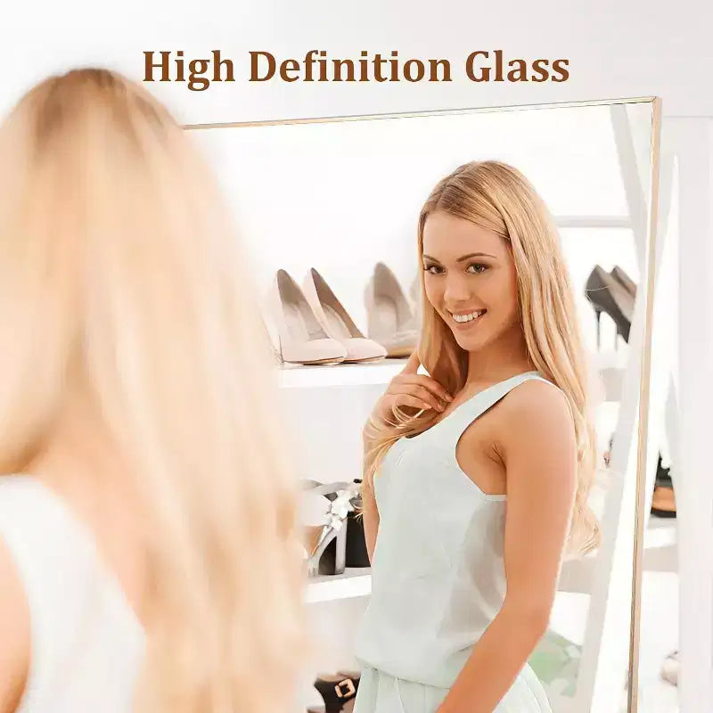 71x31 Full Length Mirror, Extra Large Rectangle Floor or Wall Mirror, Thin Aluminum Frame, HD Explosion-Resistant Glass, Black