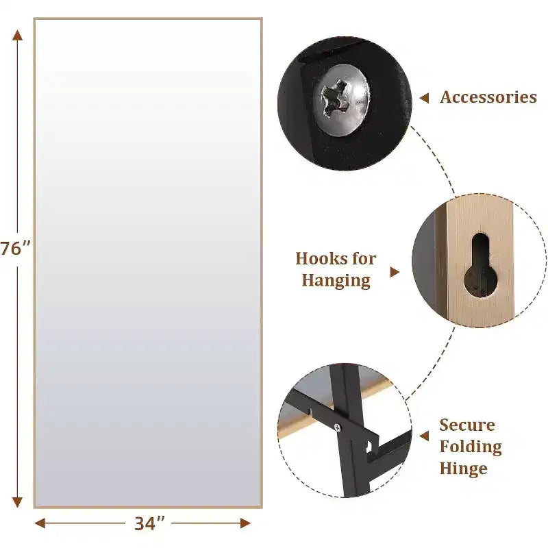 71x31 Full Length Mirror, Extra Large Rectangle Floor or Wall Mirror, Thin Aluminum Frame, HD Explosion-Resistant Glass, Black