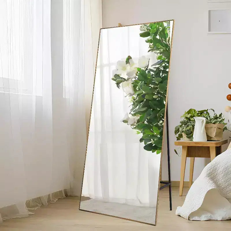 71x31 Full Length Mirror, Extra Large Rectangle Floor or Wall Mirror, Thin Aluminum Frame, HD Explosion-Resistant Glass, Black