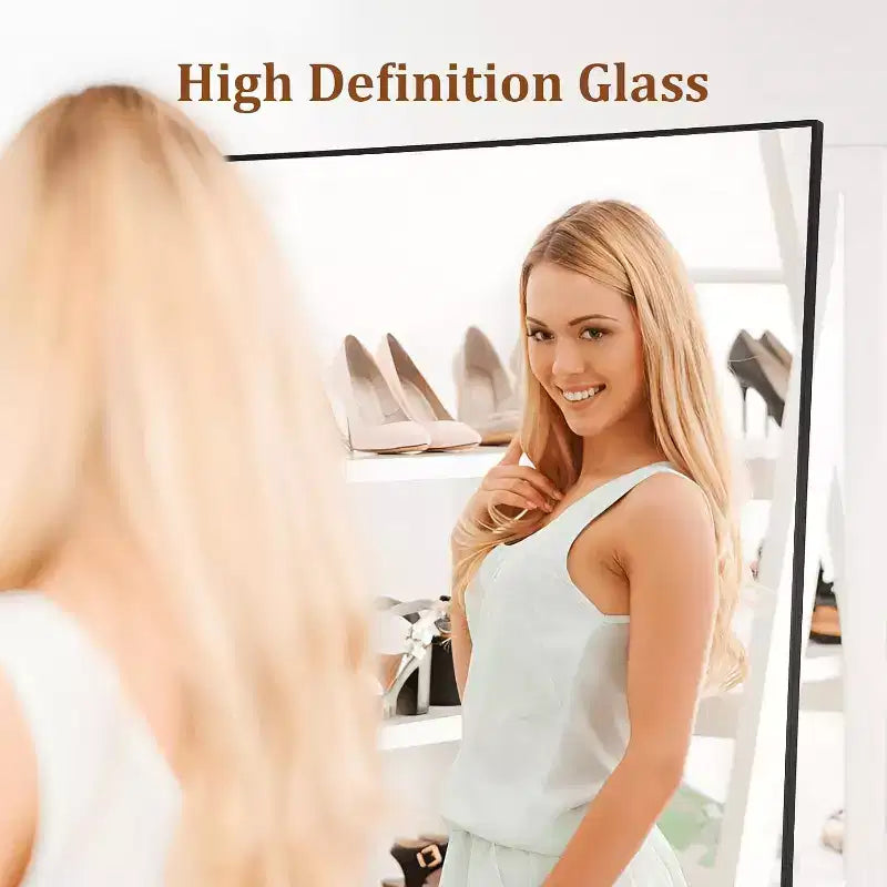 71x31 Full Length Mirror, Extra Large Rectangle Floor or Wall Mirror, Thin Aluminum Frame, HD Explosion-Resistant Glass, Black