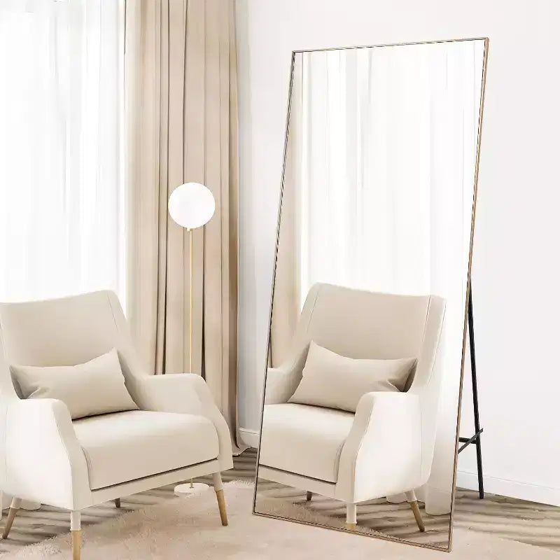 71x31 Full Length Mirror, Extra Large Rectangle Floor or Wall Mirror, Thin Aluminum Frame, HD Explosion-Resistant Glass, Black