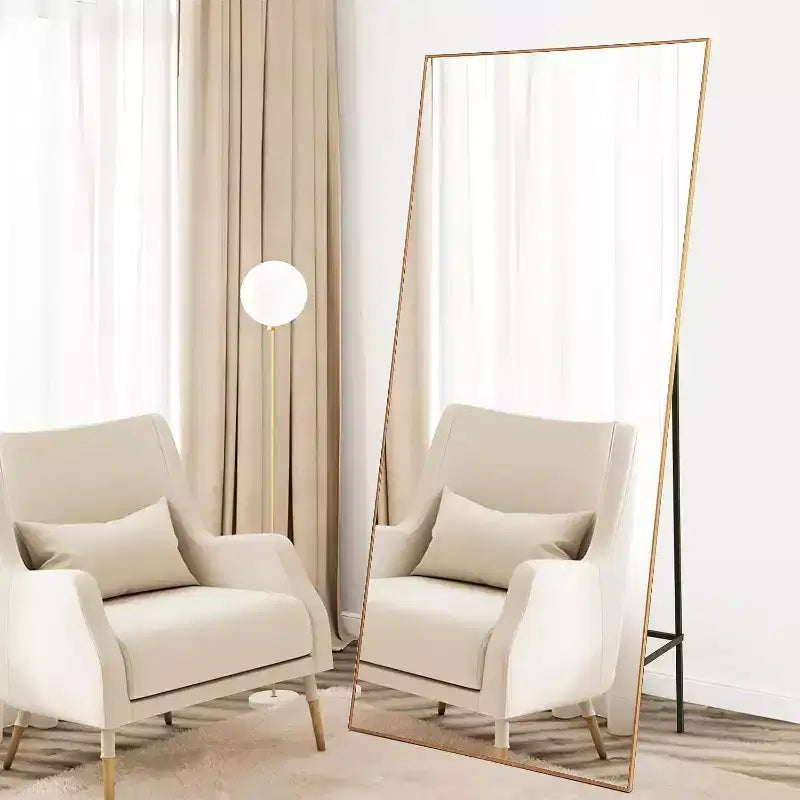 71x31 Full Length Mirror, Extra Large Rectangle Floor or Wall Mirror, Thin Aluminum Frame, HD Explosion-Resistant Glass, Black