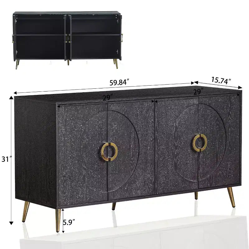 4-Door Lacquer Sideboard  Living Room or Dining Storage