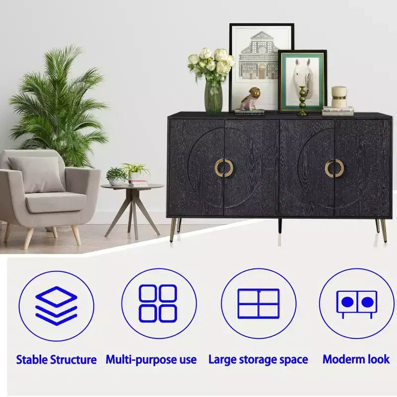 4-Door Lacquer Sideboard  Living Room or Dining Storage