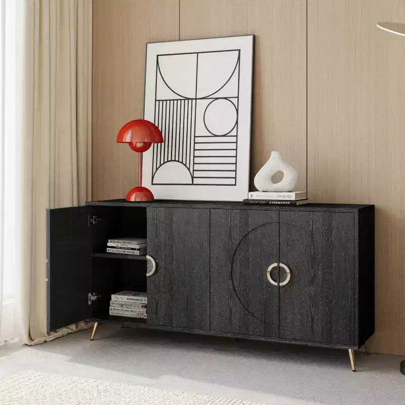 4-Door Lacquer Sideboard  Living Room or Dining Storage