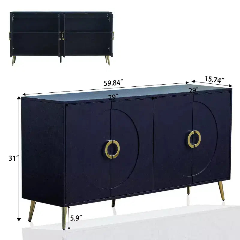 4-Door Lacquer Sideboard  Living Room or Dining Storage