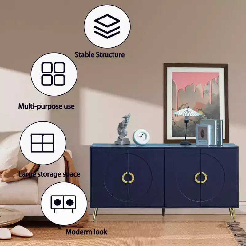 4-Door Lacquer Sideboard  Living Room or Dining Storage