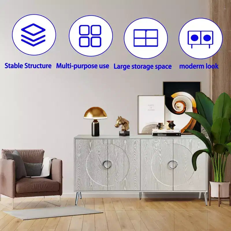 4-Door Lacquer Sideboard  Living Room or Dining Storage