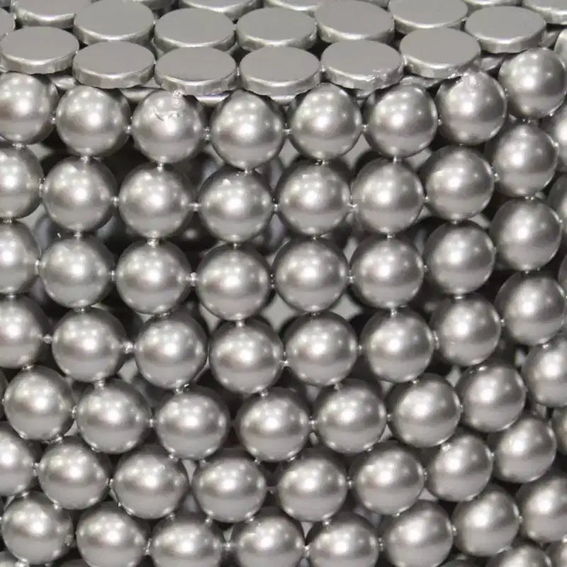18" Round Side End Table | Silver Metallic Beads Studded Pattern | Nickel Coated Iron Frame