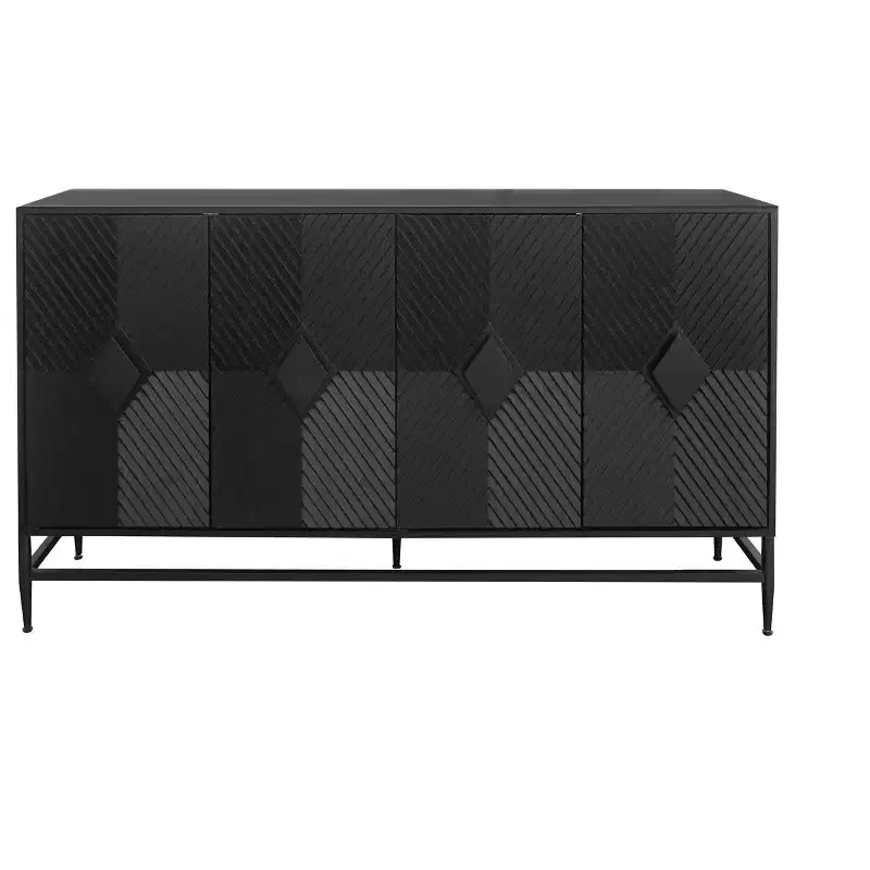 Modern Wooden Storage Cabinet Accent Cabinet with Metal Leg Featuring Two-tier Storage