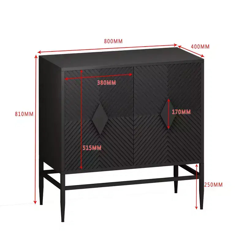 Modern Wooden Storage Cabinet Accent Cabinet with Metal Leg Featuring Two-tier Storage