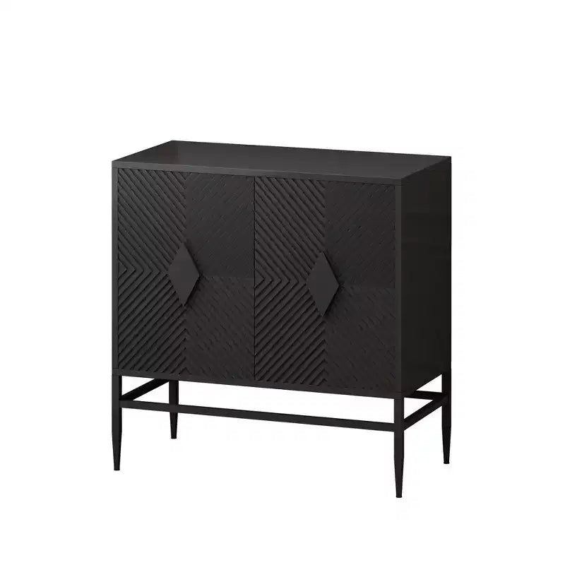 Modern Wooden Storage Cabinet Accent Cabinet with Metal Leg Featuring Two-tier Storage