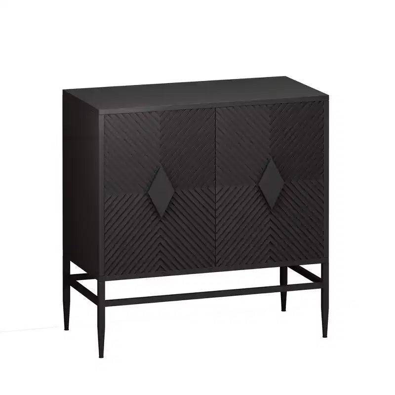 Modern Wooden Storage Cabinet Accent Cabinet with Metal Leg Featuring Two-tier Storage