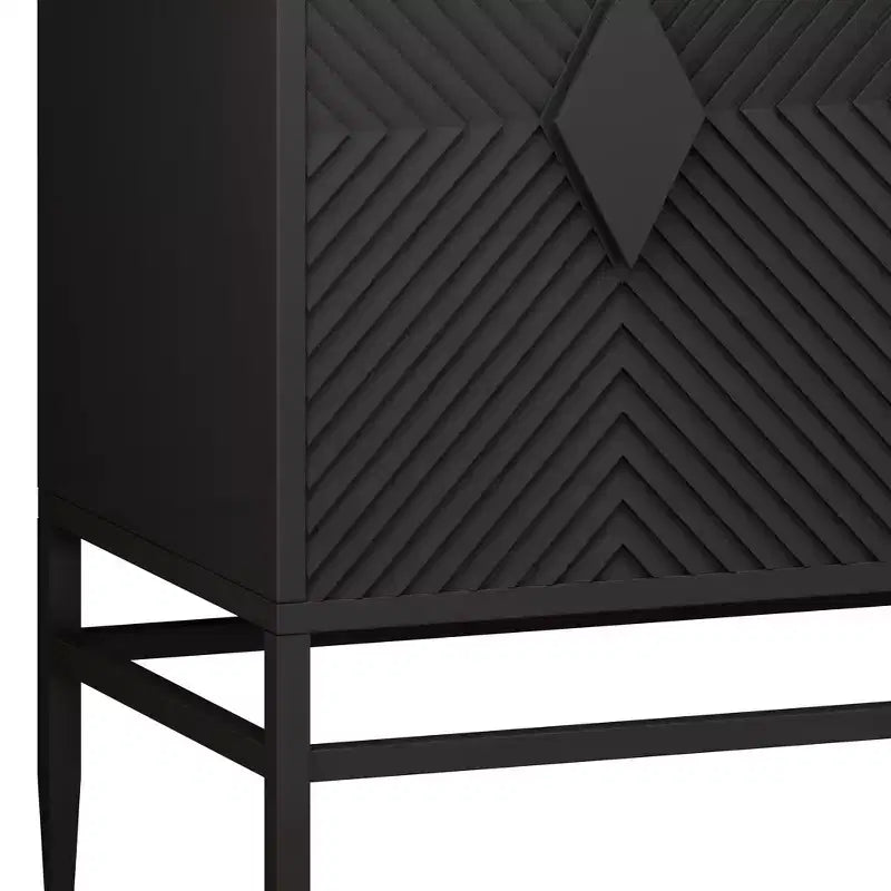 Modern Wooden Storage Cabinet Accent Cabinet with Metal Leg Featuring Two-tier Storage