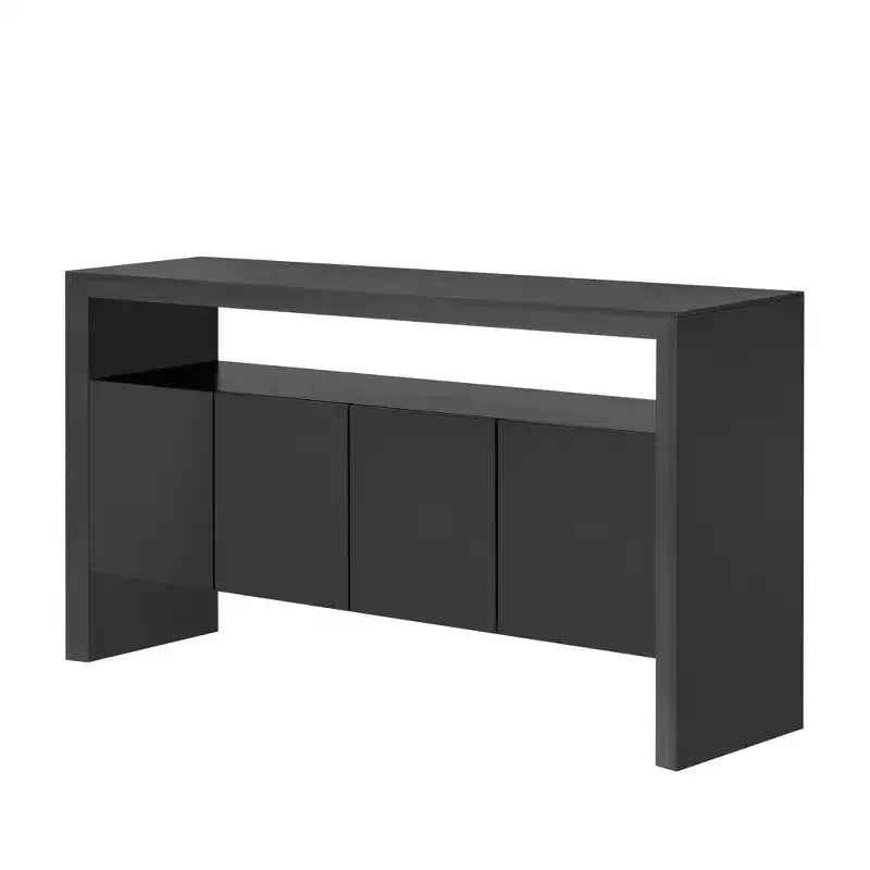 60" Modern Sideboard Buffet, Solid Wood Storage Cabinet with 4 Doors & Open Shelf for Dining Room, Living Room, Entryway