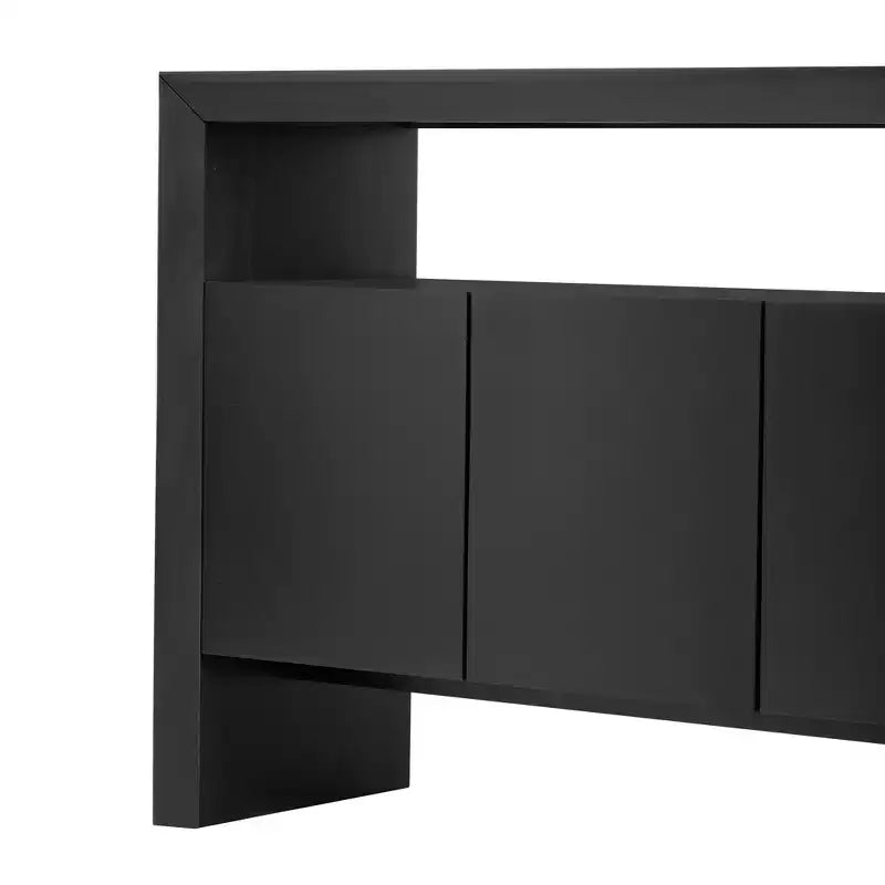 60" Modern Sideboard Buffet, Solid Wood Storage Cabinet with 4 Doors & Open Shelf for Dining Room, Living Room, Entryway
