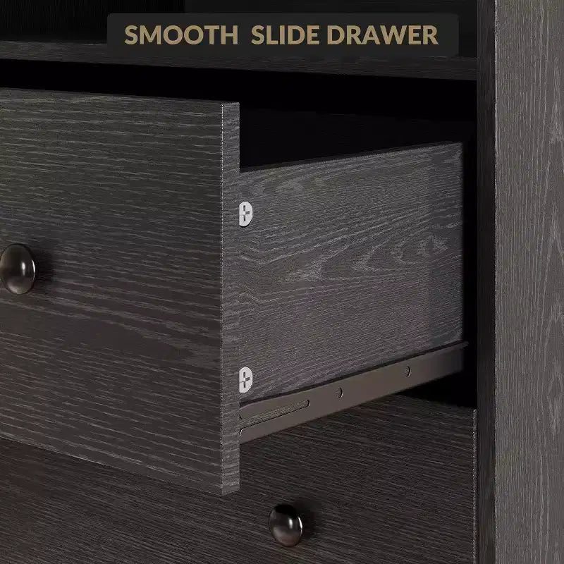 6 Drawer Dresser with Charging Station, Wide Storage Organizer and TV Stand for Bedroom, Living Room